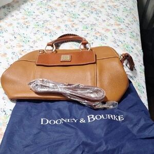 Dooney & Bourke Tan Leather Satchel with Structured Design